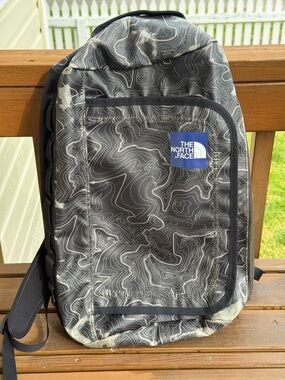 The North Face Black and White Topographic Print Backpack